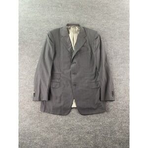 Ermenegildo Zegna Suit Jacket 46 R Gray Wool Striped Designer Trofeo Italy Z